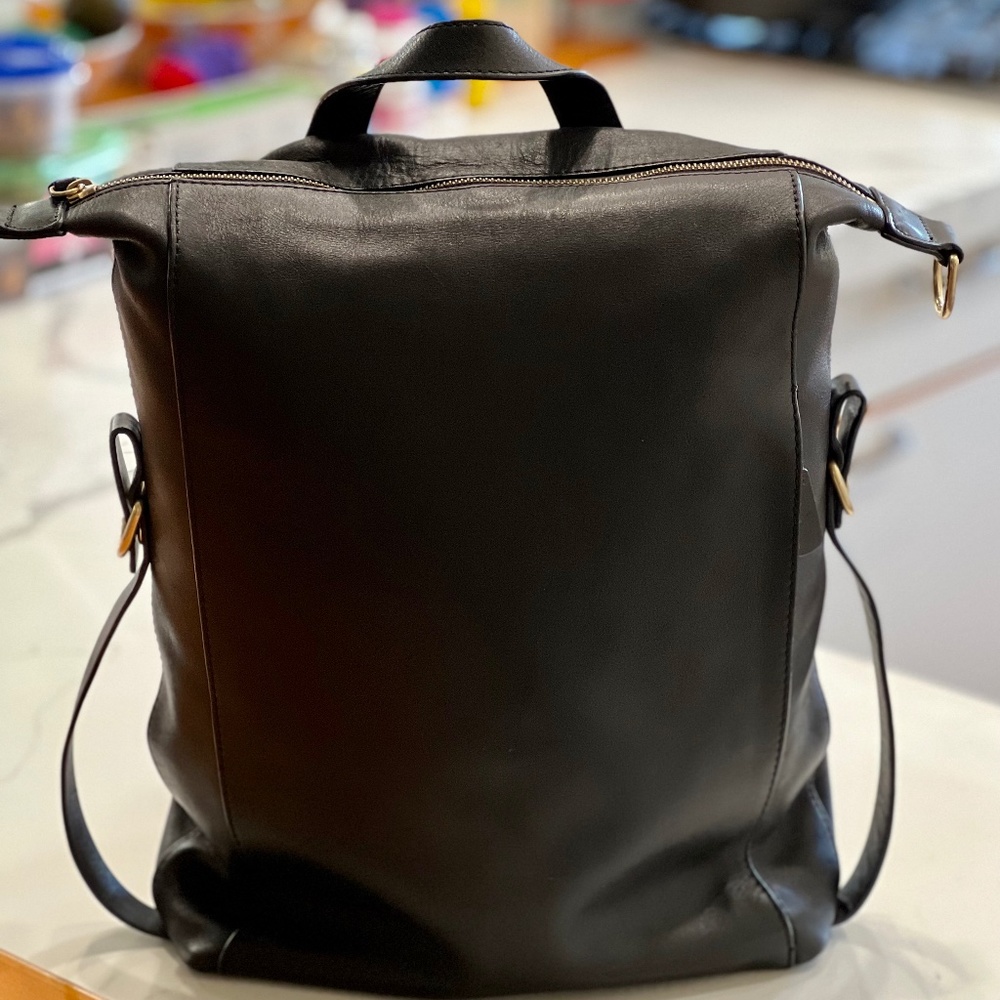 Skagen men's leather messenger bag cross-body black pre-owned